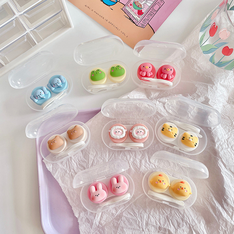 Beautiful pupil box cute three-dimensional Tiger Mianyang chicken animal contact lens companion box compact portable companion box