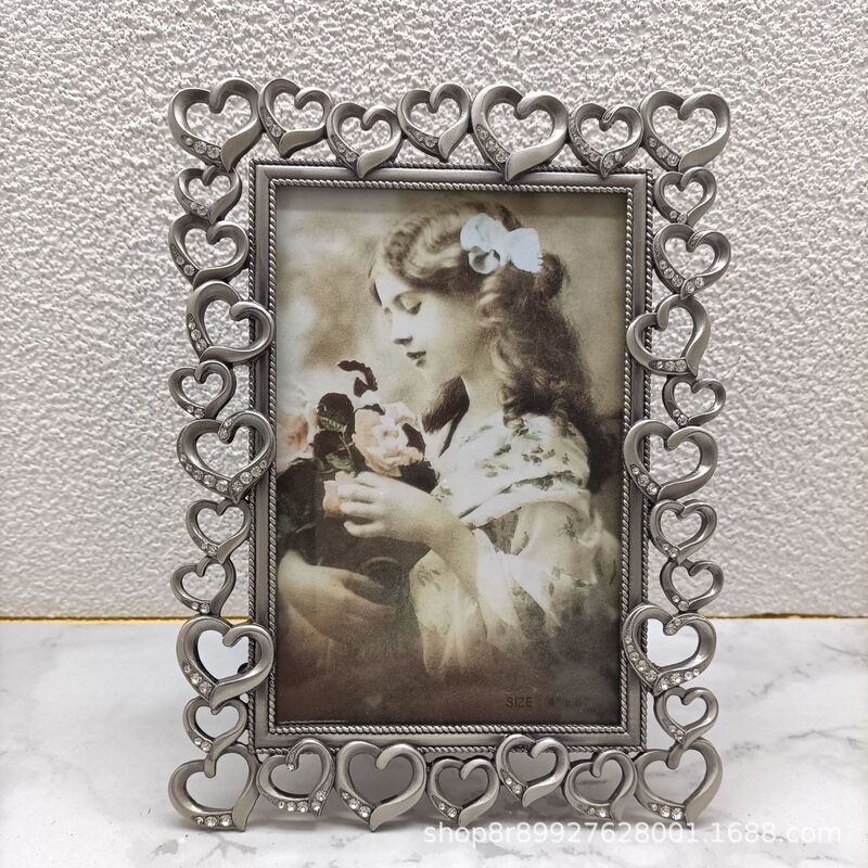 Factory source metal fashion European retro tin color metal photo frame, home decoration decoration