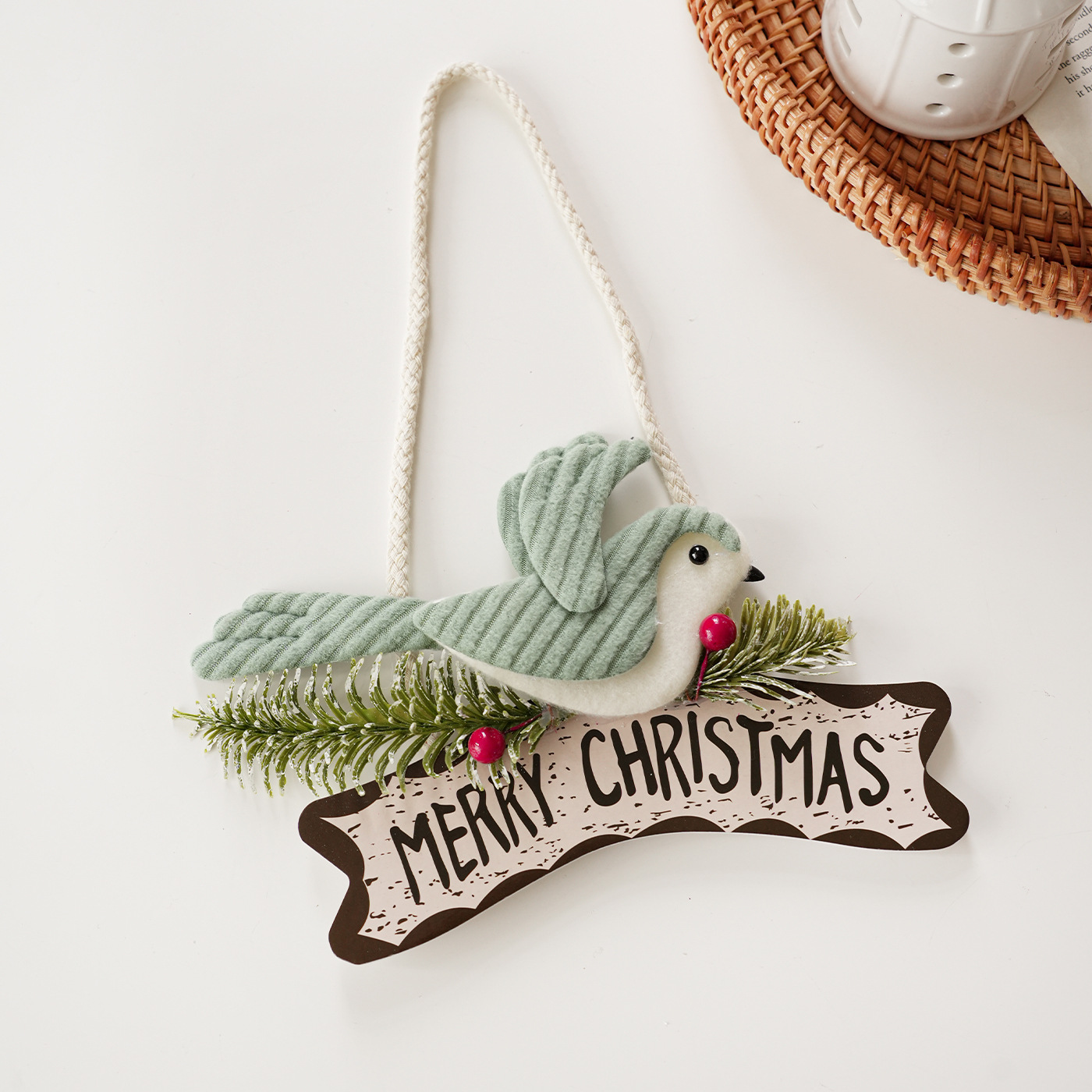 Tela transfronteriza pájaros colgantes letras ramas de árboles de Navidad colgantes decoración de ventanas colgantes decoración creativa