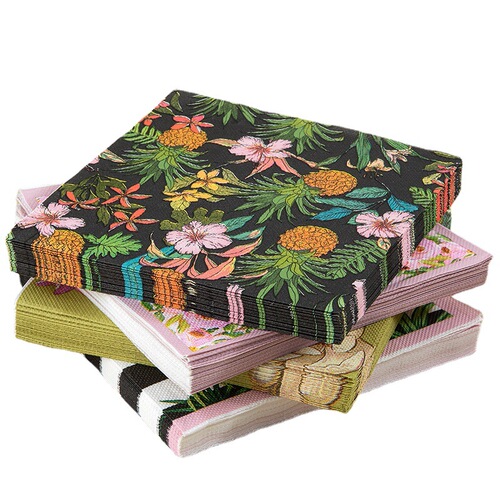 Cross-border tropical pineapple printed napkin creative party plant tissue light luxury festival celebration square tissue wholesale