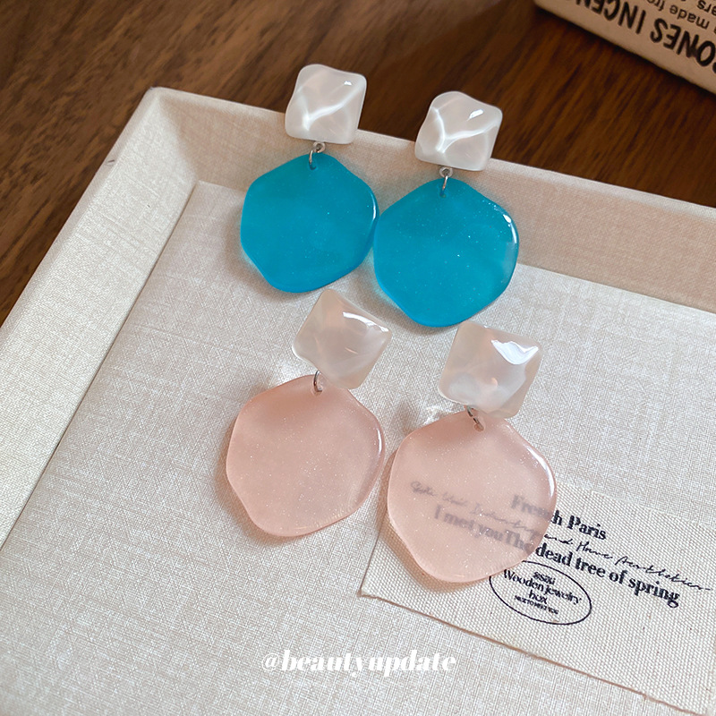 Pendientes de camarones en forma de diamante irregular con aguja de plata Pendientes de temperamento dulce femenino Pendientes de todo fósforo de moda femenina