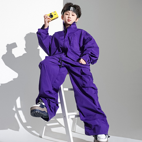 Girls' Jazz hiphop street Dance Costume children purple gogo dancers modern Dance Performance outfits for boys girls Children's model Show Stage wear