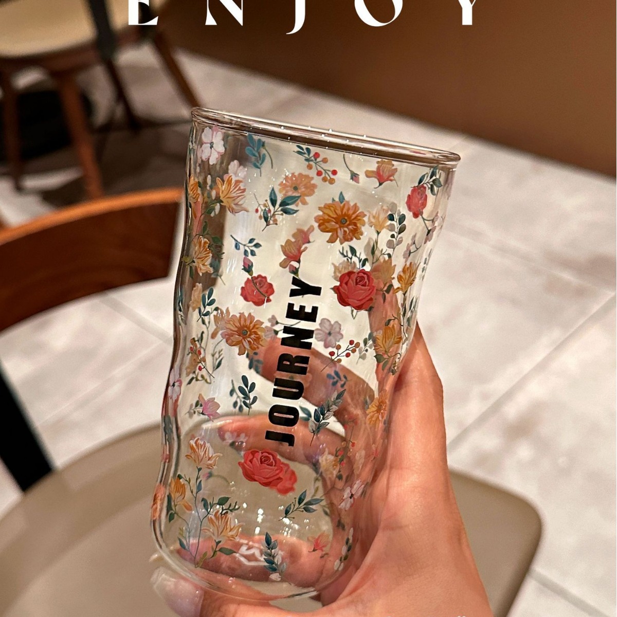 ins简约玫瑰紫末玻璃杯量杯矮杯反口杯大口杯喝水杯饮料杯