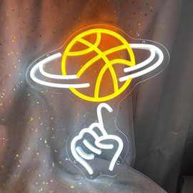 跨境亚马逊led霓虹灯发光篮球Basketball 房间墙壁装饰一件代发