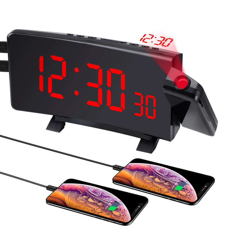 Digital Alarm Clock Curved Large Screen with Second Display Home Kidsren's Desktop Clock Digital Projection Led Clock Customization