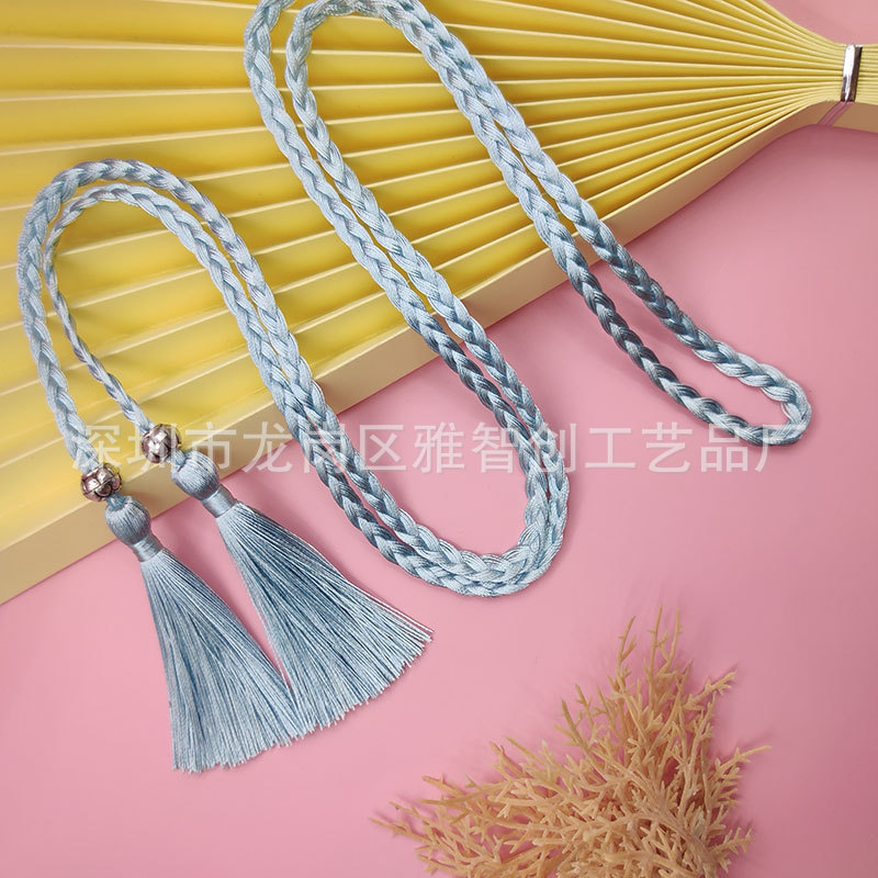 Factory spot braided braid double tassel belt ladies clothing accessories Hanfu Palace polyester tassel waist rope