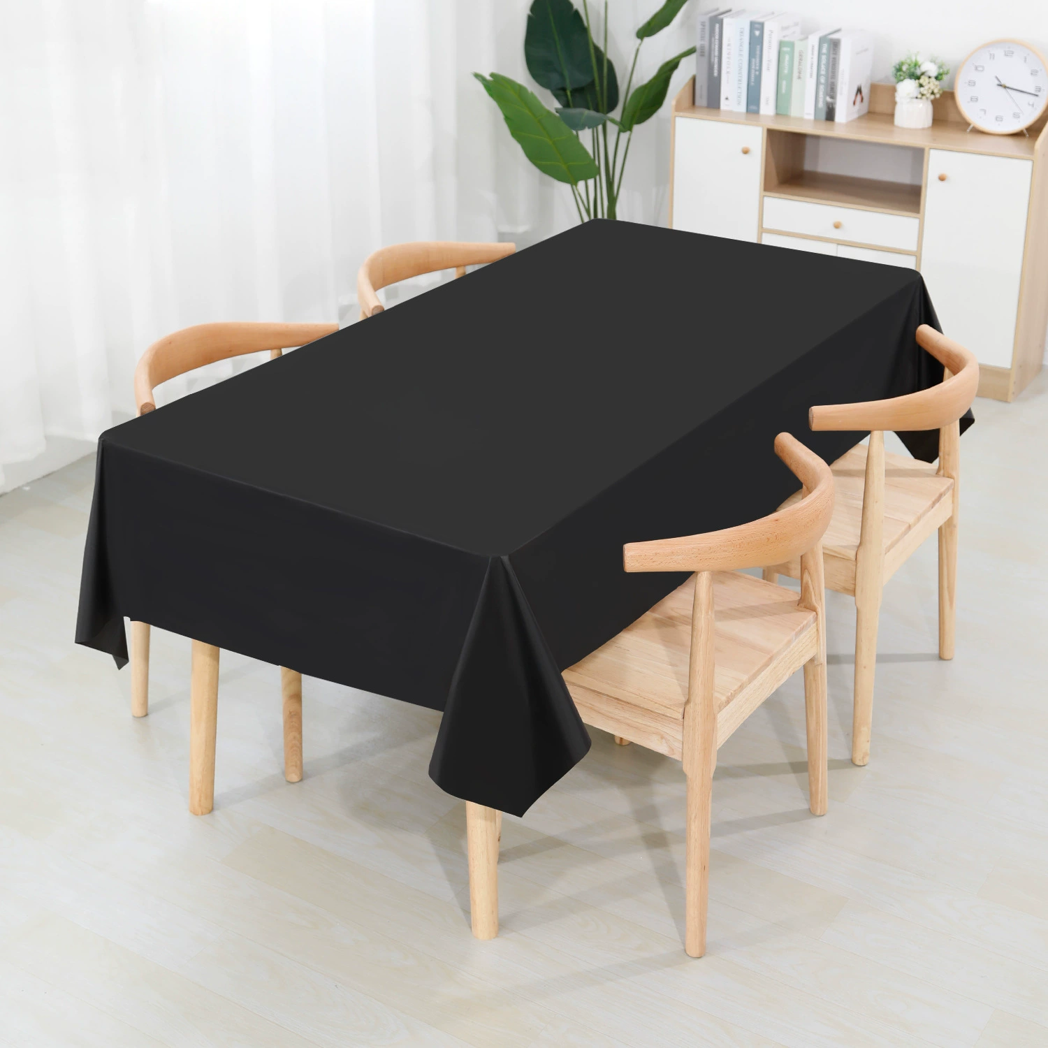Cross-border disposable solid color tablecloth, thickened and water-filled hotel restaurant tablecloth party party party peva leave tablecloth