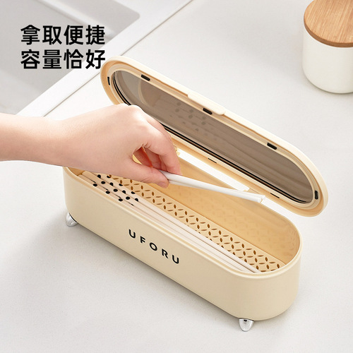 Light luxury cutlery box storage box drain chopstick box household dust-proof chopstick barrel kitchen spoon with lid chopstick cage