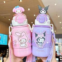 サンリオ魔法瓶カップ高品質漫画ダブルドリンクカップセット子供用魔法瓶ポータブルストローカップ学校屋外キャンプ用
