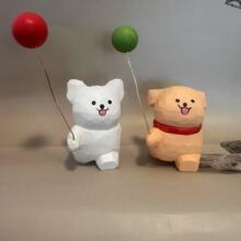 线条小狗带灯比心修狗情人节告白生日蛋糕装饰摆件插件线条小狗