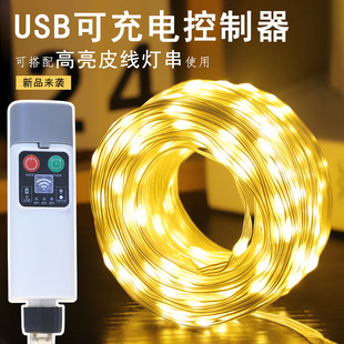 Cross-Border USB Rechargeable Leather Cord Light String with Remote Control Waterproof Camping Style Led Light String Courtyard Christmas Decorative Lights