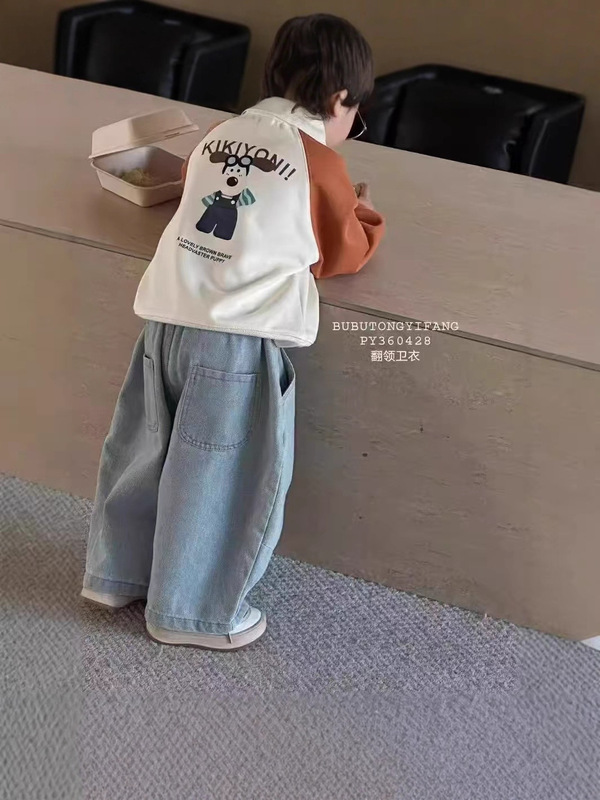 男童翻领卫衣秋季儿童衣服休闲运动风长袖拼袖眼镜狗Polo衫上衣|undefined