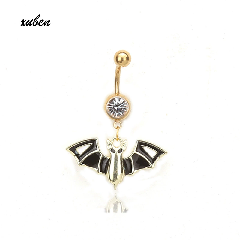 Новый 316 из нержавеющей стали пирсинг тела ювелирные изделия с гальваническим покрытием золотая летучая мышь подвеска пупок гвоздь корейская версия трансграничной оптовой
