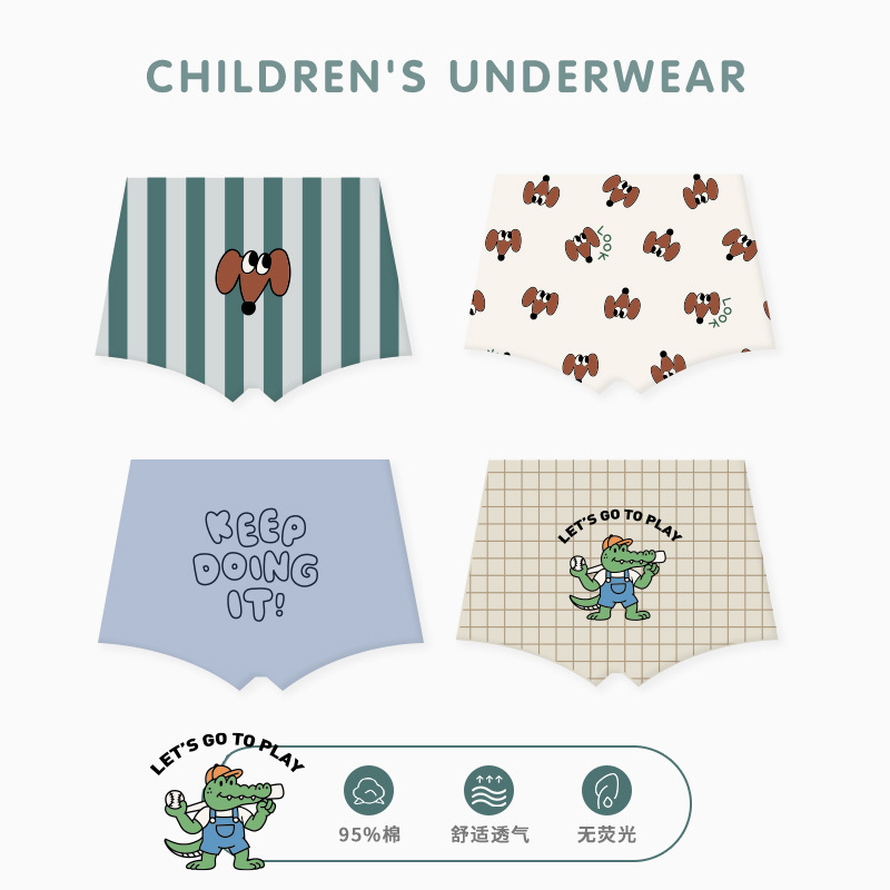 Zyzn191 Boys Underwear Category a Autumn Pure Cotton Children's Boxer Briefs Letter Crocodile Cartoon Children's Underwear