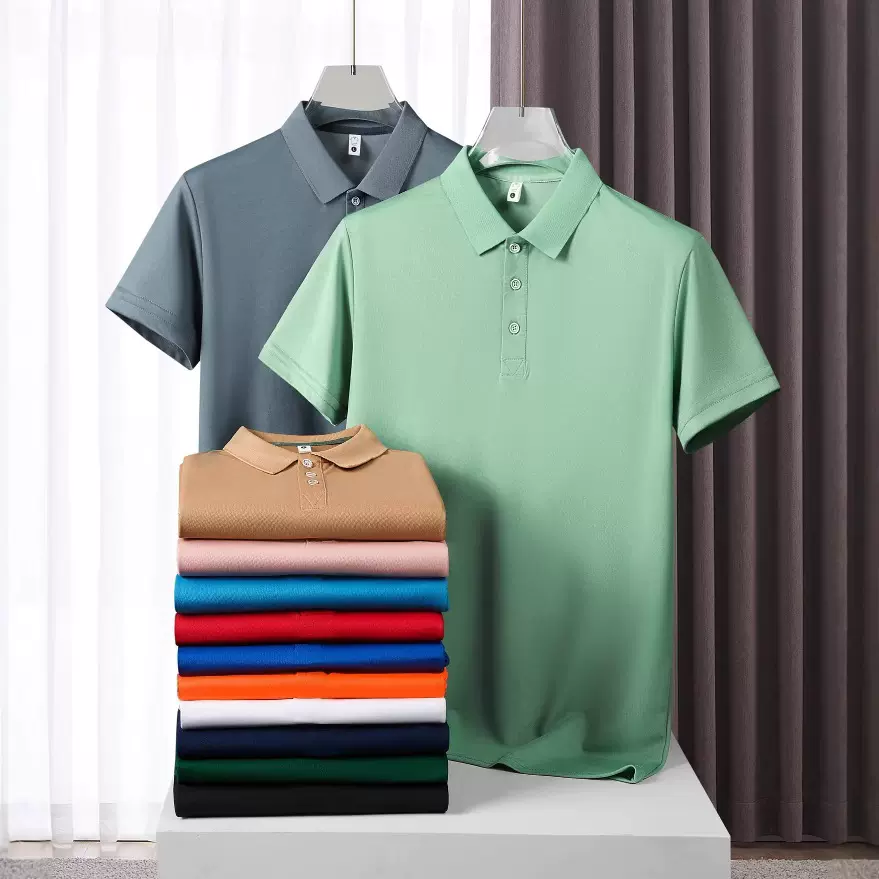 衫少服饰男生翻领半袖上衣珠地棉纯色简约商务外贸现货批发POLO衫