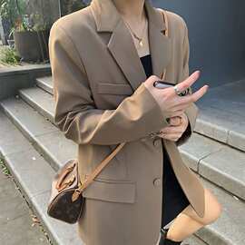 西装外套女2025春秋新款韩版宽松显瘦学生中长款上衣休闲小西服女