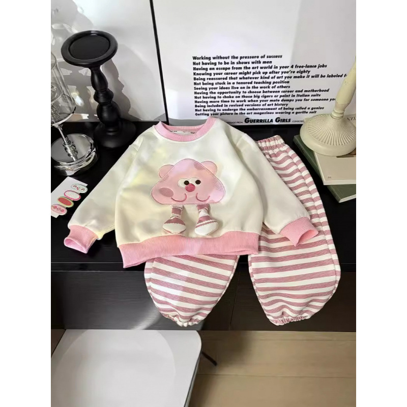 소녀 스웨터 세트 2024 년 가을 새 어린이 한국  옷 2 피스 가을 겨울 아동복 분할