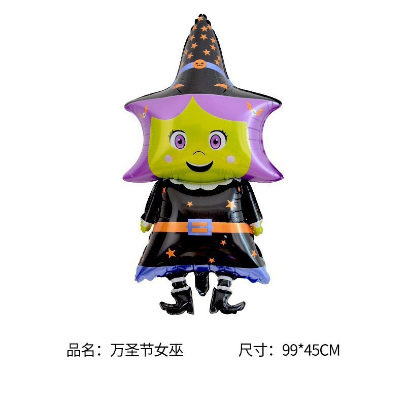 Globo de película de aluminio de Halloween nuevo tema de bruja de dibujos animados calabaza fiesta de Halloween diseño de globos en forma de fantasma