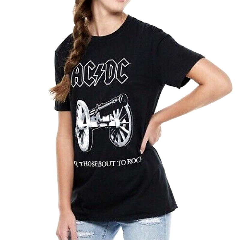 European Size Pure Cotton Acdc Women's Medium-Sized Shirt, Brand New, Suitable for Those Who Are about to Attend a Rock Concert T-Shirt
