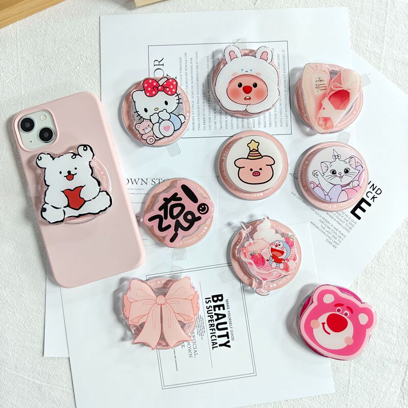 Mobile phone airbag bracket telescopic rotating ins cartoon cute desktop girl student drama magnetic bracket