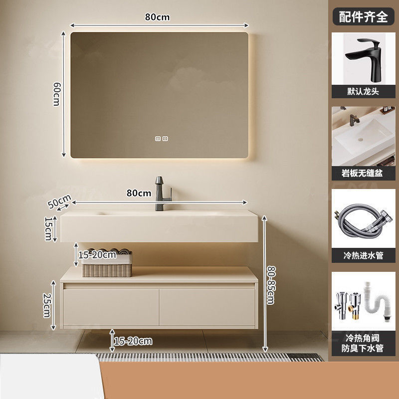 ライトラグジュアリースタイルのスレートホットベンド一体型洗面器スマートバスルームキャビネットミラーキャビネットバスルーム洗面台洗面台の組み合わせ|undefined