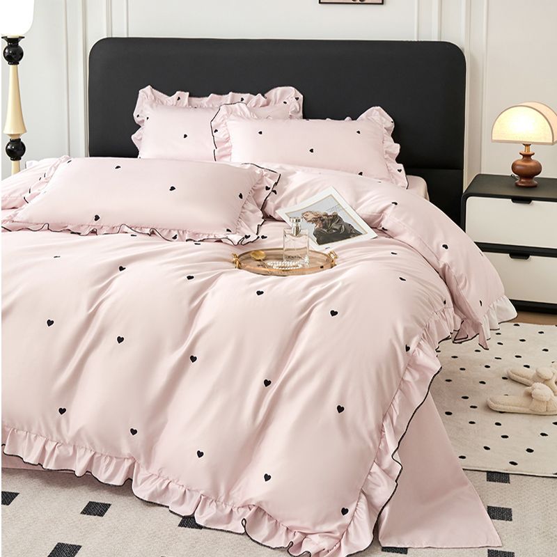 Primavera y verano lujoso helado de cuatro piezas de lavado con agua de tres piezas de sábanas lavadoras a máquina seda lisa y desnuda para dormir cubierta de edredón doble