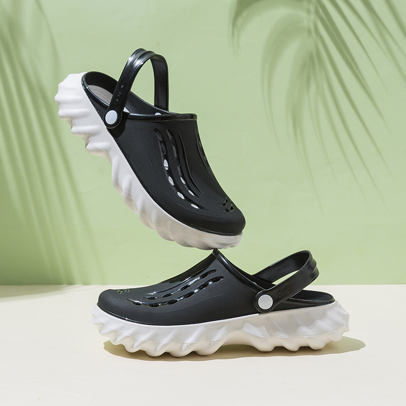 Summer Sports Hollow Out-toe Toe Slippers For Men,Outdoor Non-slip Beach Shoes,Thick-soled Casual Clogs