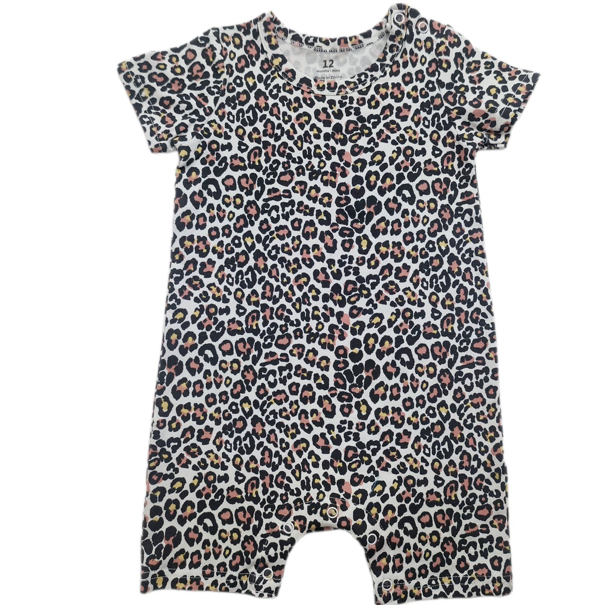 Foreign trade short crawl [double-sided cotton] baby animal floral floral shoulder open button one-piece short-sleeved crawl suit for men, women and infants