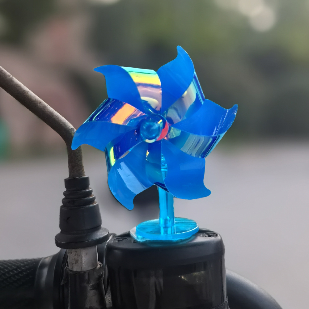 Vehículo eléctrico motocicleta energía eólica colorido pequeño molino de viento generación de energía eólica LED brillante decoración de automóviles decoración de automóviles