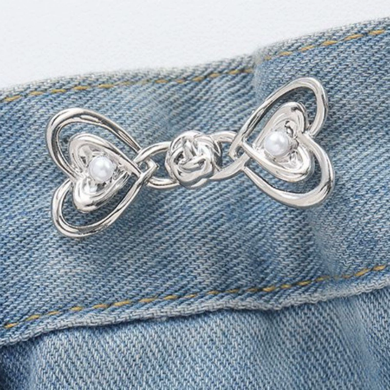 Nail-Free Removable Waist Buckle Pair, Flat-Bottom Seamless Buttons for Pants & Skirts, Assorted Designs
