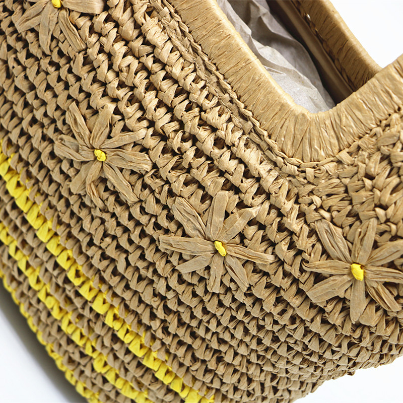 719g Weight Zipper Closure Type Top Handle Strap Type Straw Bag Bags Type Casual Occasion Straw Material Color Block Pattern Spring&Summer Season Women's Gender Vacation Style Square Shape Medium Size Women's Medium Straw Color Block Vacation Square Zipper Straw Bag 5