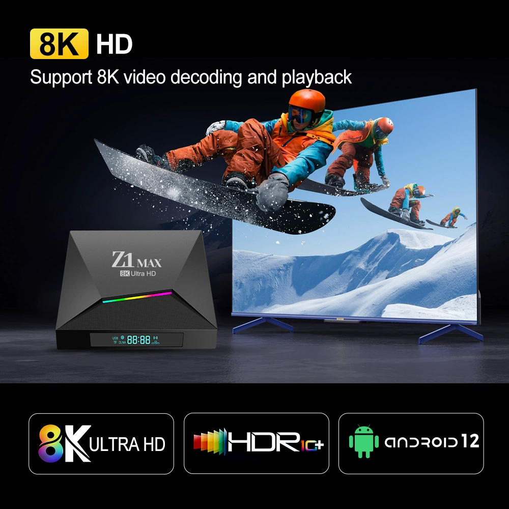 Новый Z1 MAX приставка, Android 12, HD 4K, двухдиапазонный 5G Wi‑Fi, Bluetooth, голосовой пульт, ТВ-приставка