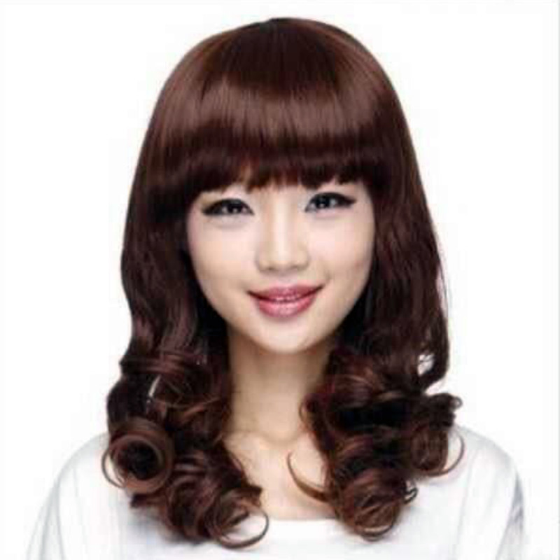 Wig Female Full Head Realistic Headgear Medium Long Curly Hair Middle-Aged and Elderly Natural Realistic Fashionable Young and Beautiful Mother Head