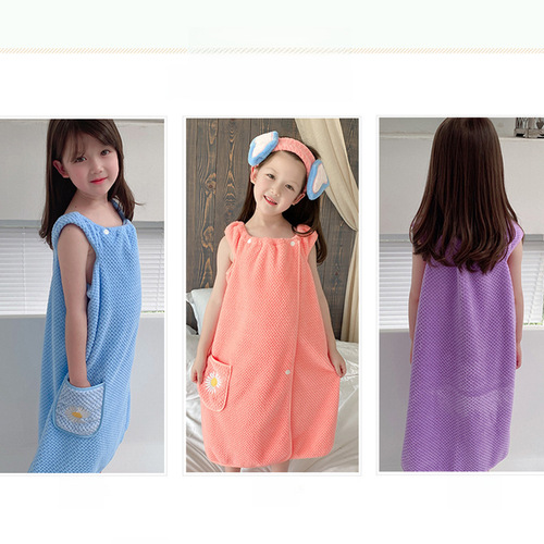 Factory Pineapple Gauze Baby Bath Robe Coral Fleece Children's Bath Dress Water-absorbent Thick Home Embroidery Soft Than Pure Cotton Beach Towel