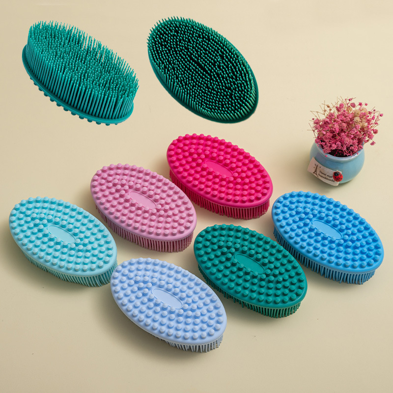 Cepillo de baño de silicona cepillo de baño de doble cara cepillo de baño de silicona artefacto casero cepillo de baño de mango largo frota espalda cepillo de baño de masaje poligonal