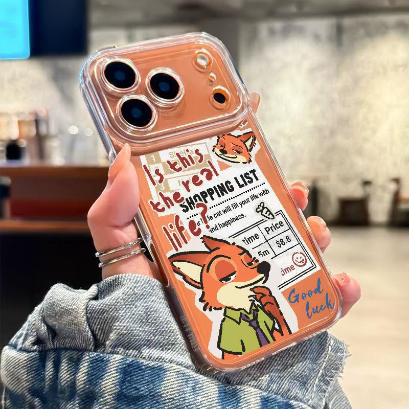 狐狸标签适用苹果17橙色手机壳iPhone16promax疯狂动物城15新款14