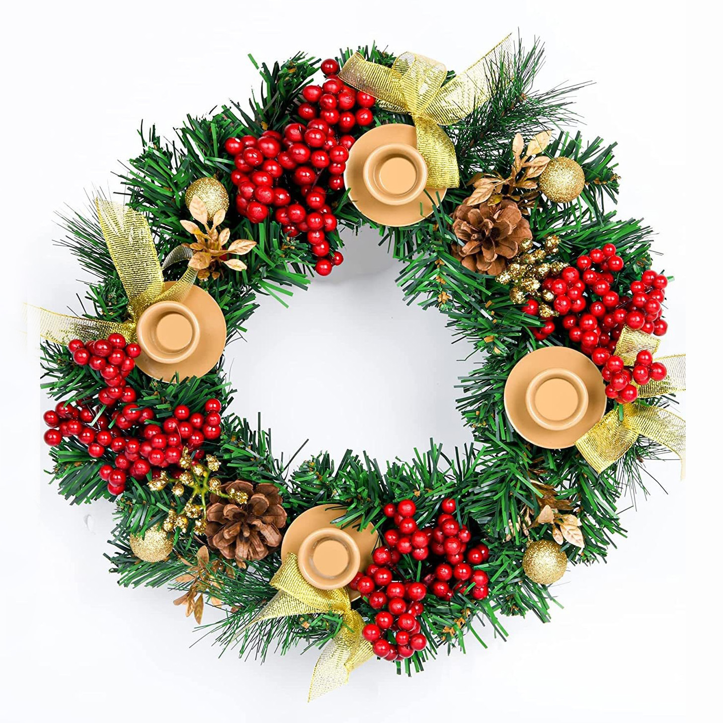 Cinta CORONA DE Navidad decoración de Navidad fábrica al por mayor Navidad candelabro Garland vela Copa Navidad candelabro de Navidad