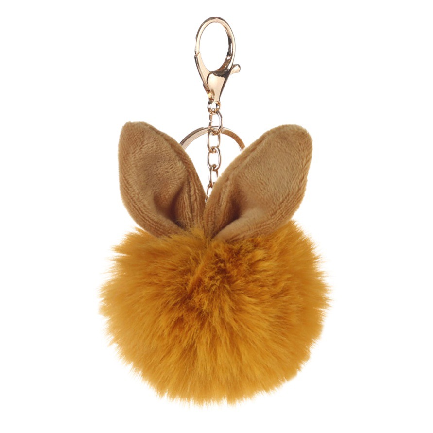 Cute plush rabbit ears fur ball keychain pendant imitation Rex rabbit fur rabbit head fashion car female bag ornaments