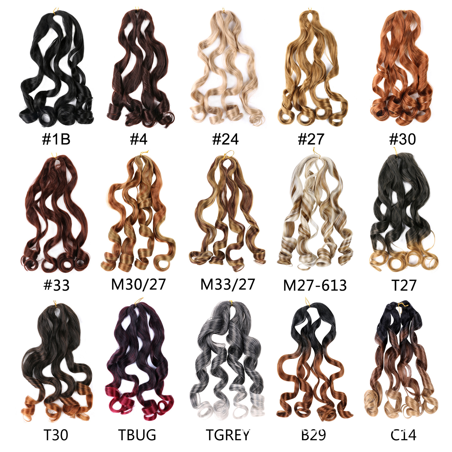 Trenzas de onda suelta de Europa y América peluca trenza sucia Curl francés Crochet Hair