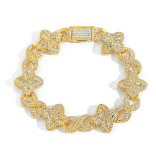 Classic White Four-Leaf Clover Bracelet S925 Silver Inlaid with Moissanite Cross-Border Best-Selling High-End Niche Bracelet