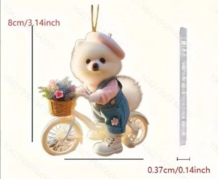 Nuevo cross-border 2D ciclismo perro colgante de acrílico plano interior espejo retrovisor decoración image 7
