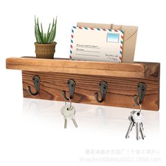 跨境木质家用客厅壁挂式墙上置物架多用途挂钩杂志信件玄关挂架