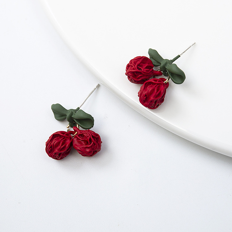 Boucles D&#39;oreilles Coréenne Mori Hollow Cherry display picture 3