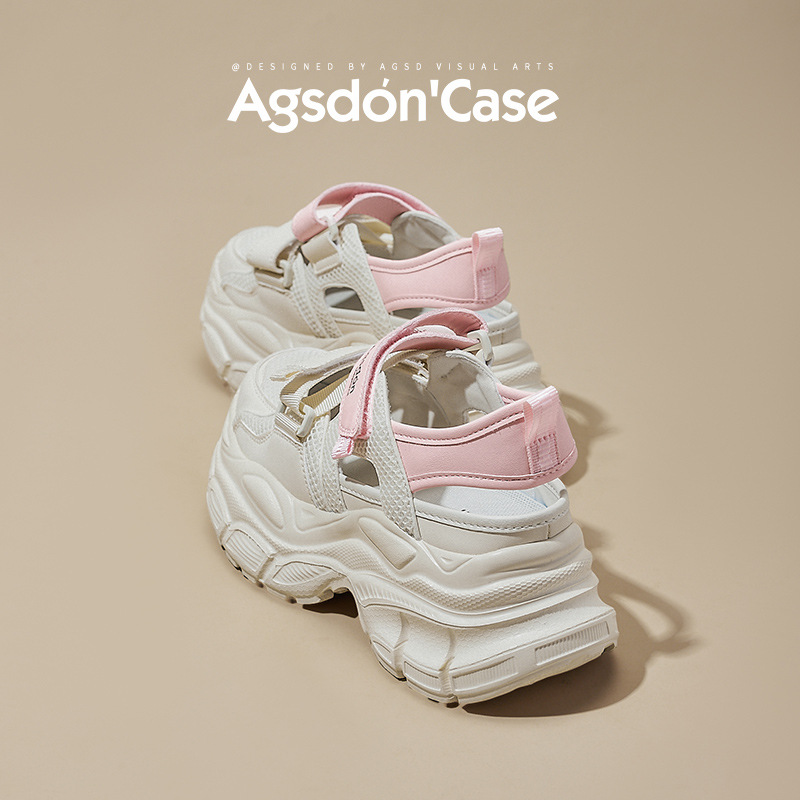 Sandalias deportivas de suela gruesa Augu Shiden para mujer, nuevo modelo primavera 2026, zapatillas deportivas huecas estilo papá, calzado casual para agua.