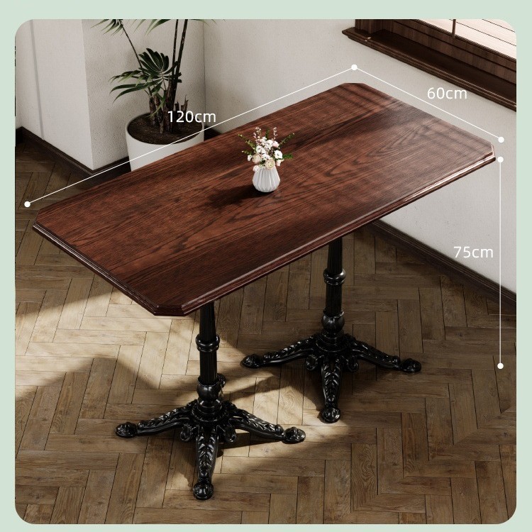 Mesa y silla de cafetería americana retro francesa panadería de comida ligera dulces tienda de azúcar y agua bistrona mesa de madera maciza image 40