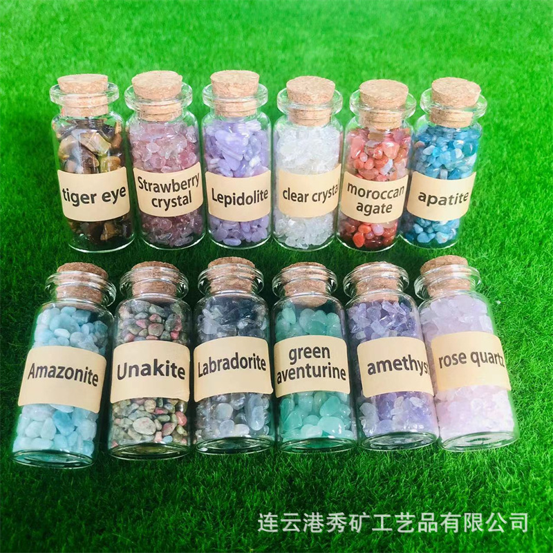 Cross-border Hot Sale Natural Crystal Gravel Bottled Small Particles Expanding Fragrance Stone Wishing Bottle Drift Bottle English Label