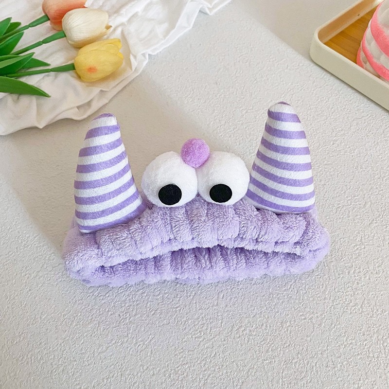 Caricatura verde rana correa de cabello mujer nuevo lindo gran ojo correa de cabello lavar la cara correa de cabello máscara de Navidad tocado