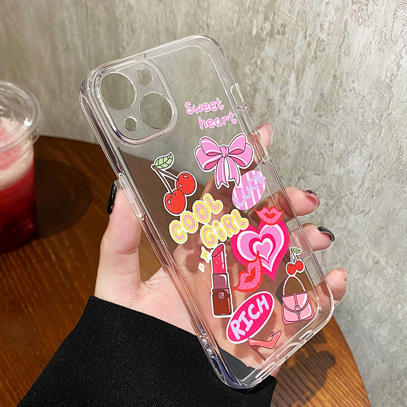 Convient pour Apple 15 et iPhone 11pro coque souple transparente dessin animé peint coque de téléphone en TPU_voghion.com