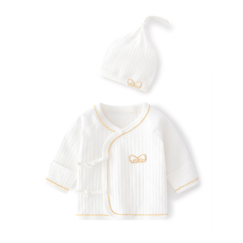 Newborn baby underwear, boneless pure cotton, spring and autumn style, newborn half-back pajamas, fetal hat, monk suit, baby top