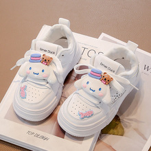 儿童小白鞋女童鞋2025春季新款玉桂狗女孩中大童皮面防滑运动板鞋